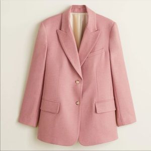 MANGO muted pink wool blend suit blazer